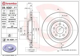 Диск тормозной вентилируемый Tesla Model 3 17-25г Brembo ( 09.N361.11 )