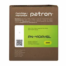 Картридж Patron HP CLJ CF412A, для Pro M452/M477 Yellow, GREEN Label (PN-410AYGL) - мініатюра 3