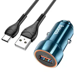 Адаптер автомобільний HOCO Type-C Cable Blue shield single port car charger Z46 коричневий - мініатюра 7