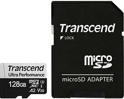 Карта пам'яті microSD 128GB C10 UHS-I U3 A2 R160/W90MB/s + SD Transcend teh0013310