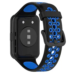 Силіконовий ремінець Primolux Perfor Classic для смарт-годинника Huawei Watch Fit 2- Black Blue - мініатюра 2