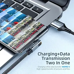 Кабель Essager Universal USB Type-A для USB Type-C 180 Rotate 3A 2 м Black (EXCT-WXA01) - мініатюра 6