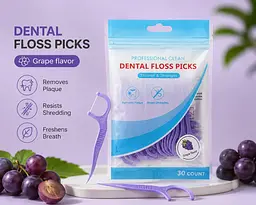 Зубна нитка на тримачі Dental Floss Picks для очищення міжзубних проміжків зі смаком винограду, 30 шт - мініатюра 2