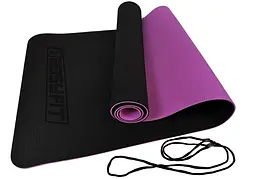 Килимок для йоги та фітнесу EasyFit TPE+TC 6мм двошаровий чорний-фіолетовий (EF-1924-BV) - мініатюра 8