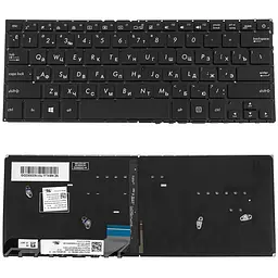 Клавіатура для ноутбука ASUS (UX305UAB) rus, black, без фрейма, підсвічування клавіш - мініатюра 2