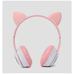 Дитячі навушники Cat MZ-023 Bluetooth RGB підсвічування FM microSD з котячими вушками біло-рожевий - мініатюра 6