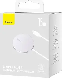 Бездротовий зарядний пристрій Baseus Simple Xiaomini3 Magnetic Wireless Charger 15W CCJJ040012 Silver - мініатюра 7