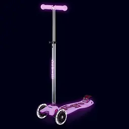 Самокат дитячий Micro Maxi Deluxe Glow LED 3-колісний сяйнисто-пурпуровий (MMD367) - мініатюра 6