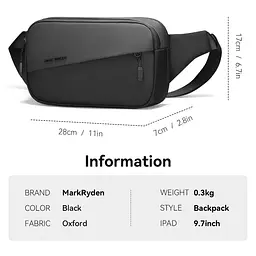 Сумка через плече Mark Ryden 8112 3.3л для планшета до 9.7' Black (17595) - мініатюра 7