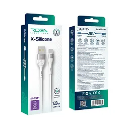 Кабель для зарядки USB Ridea RC-XS51 X-Silicone USB-Type C 60W 20V/3A 1.2 м Белый - миниатюра 2