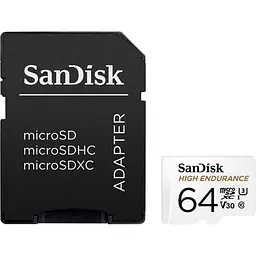 Карта пам'яті SanDisk microSDXC High Endurance 64GB UHS-I U3 V30 Class 10 + SD-adapter (SDSQQNR-064G-GN6IA) [91567]
