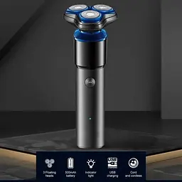 Електробритва XPRO V-325 для чоловіків роторна для вологого і сухого гоління з плаваючими головками чорна (41589-16009_299) - мініатюра 2