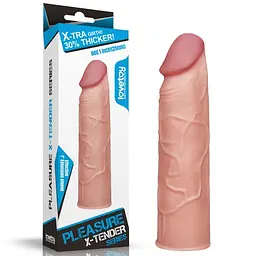 Збільшуюча насадка на член Lovetoy Pleasure X-Tender Penis Sleeve Flesh Add 1, +3 см (тілесний) - мініатюра 5