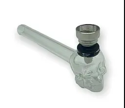 Трубка курильна скляна з охолодженням D&K Череп DK-8587 Silver (15669) - мініатюра 2