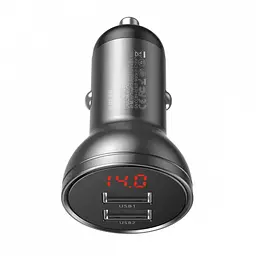 АЗП Baseus Digital Display Dual USB 4.8A Car Charger 24W Grey ( М'ята упаковка )