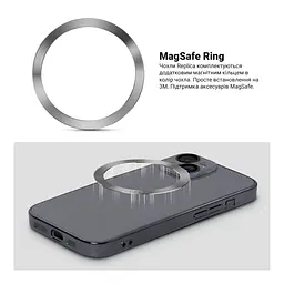 Чехол-накладка для Apple iPhone 14, Replica MagSafe, серый, противоударный защитный чехол с магнитным кольцом MagSafe, защита всего корпуса, TPU+PC, зеркальный, выступающий бортик вокруг экрана, ArmorStandart (ARM76219) - мініатюра 4