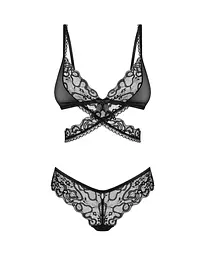 Комплект білизни Obsessive Blomentis XS/S чорний - мініатюра 6