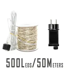 Гірлянда Роса 50 метрів 500 лед з Режимами, біла