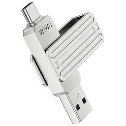 Флеш-накопичувач WIWU Wi-FD001 3in1 (USB-A/C/L) USB 3.0, 256GB Silver