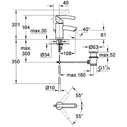 Змішувач для раковини Grohe Tenso 33347000 Хром - мініатюра 2