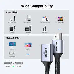 Кабель UGREEN HD165 подовжувач HDMI 2.1 4K 120HZ 8K 60HZ 17cm (15518) - мініатюра 2