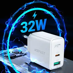 МЗП A5 PD32W+QC3.0 (1USB-A/1C) White Acefast teh0029678 - мініатюра 2