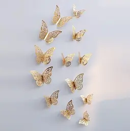 Бабочки на скотче золотистые - 12 шт.