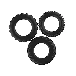 Ерекційні кільця Titan Cock Ring Set Blue чорні - мініатюра 5