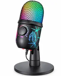 Професійний ігровий мікрофон V5 з RGB-підсвічуванням, шумозаглушенням, Mute та моніторингом у навушниках