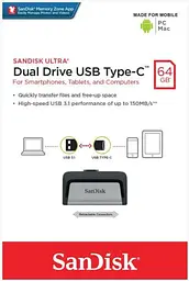 Флеш накопичувач Type-C USB 3.1 SanDisk Ultra Dual Type-C 128Gb (150 Mb/s) - мініатюра 5