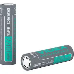 Акумулятор Videx LiFePO4 18650 без захисту 2200 mAh bulk 1 шт. (18650-LFP/2200/1B) - мініатюра 2