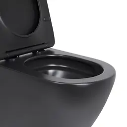 Унітаз підвісний Qtap Robin New Ultra Quiet безобідковий з сидінням Soft-close Black matt QT13332381АSMB, Чорний матовий - мініатюра 7