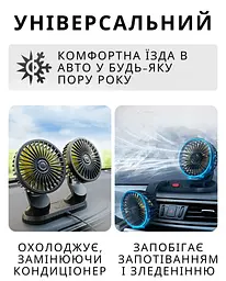 Автомобільний подвійний міні вентилятор - мініатюра 5