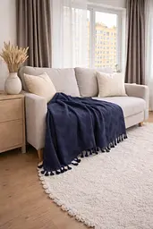 Плед-покривало Cotton TURComFor бавовна синій євро 200х230 см TC303375968 - мініатюра 3