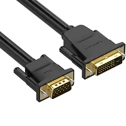 Кабель DVI M (24+1) - VGA M, 1.5 м, чорний Vention - мініатюра 2