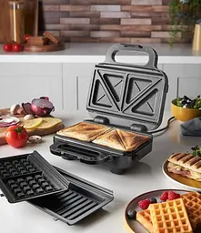 Мультимейкер Russell Hobbs 750 Вт комплект 3 пластини алюміній корпус нержав. сталь пластик чорний-срібний - мініатюра 2