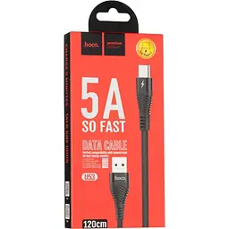USB Cable Hoco U53 5A Flash Type-C Black 1.2m - мініатюра 3