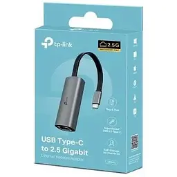 Мережевий адаптер TP-Link UE302C, Grey, Type-C 3.0 - RJ45 (2.5 Гбіт/с), 10 см - мініатюра 3