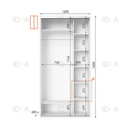 Шафа-купе Idea серія 1 120 x 60 x 240 см Білий Дзеркало - мініатюра 2
