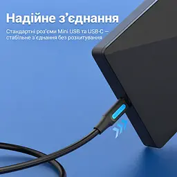Кабель Vention COWBF USB-C - Mini-USB 1 м чорний (COWBF) - мініатюра 13