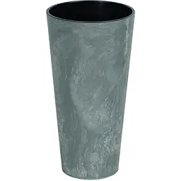 Горщик для квiтiв Prosperplast Tubus Slim Effect круглий з вкладишем, 150 мм, маренго мармуровий (66466-425) - мініатюра 2