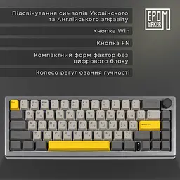 Клавіатура Epomaker EK68 Flamingo Black механічна бездротова (EK68-B-F) - мініатюра 10
