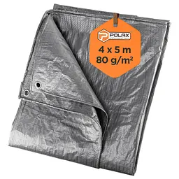 Тент тарпауліновий Polax 4 x 5 м, 80 гр/м2, з вушками, двостороння ламінація (70-109) - мініатюра 4