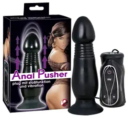 Анальна пробка з вібрацією та поштовховими рухами Orion Anal Pusher, 16х4 см, чорний - мініатюра 2