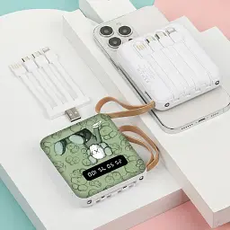 УМБ Power Bank 5000mAh повербанк з екраном і ліхтариком 4 в 1 Kaws Green (16131) - мініатюра 3