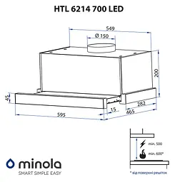 Витяжка телескопічна MINOLA HTL 6214 BL 700 LED - мініатюра 16