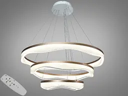 Підвісна LED-люстра Diasha MD86672/800+600+400CG для вітальні, зали та сходів, пульт, 122 W, 78 см, 14-20m2 - мініатюра 2