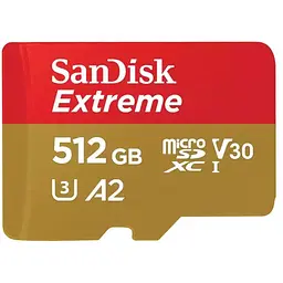 Карта пам'яті SanDisk 512GB microSD class 10 UHS-I U3 V30 Extreme (SDSQXAV-512G-GN6MN)