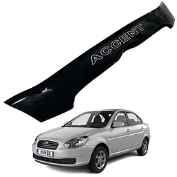 Дефлектор капоту мухобійка для Hyundai Accent Verna 2006-2010 (Коротка) Voron Glass
