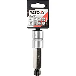 Головка торцева Yato квадрат 1/2" Spline подовжена M17 L= 100 мм (YT-04357) - мініатюра 3